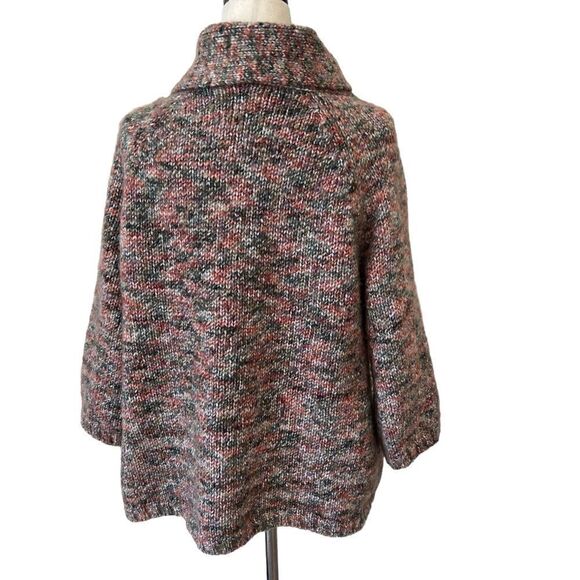 Vintage TWEEDS Marled Cowl Neck One Button Cardigan 3/4 sleeves - Picture 4 of 8